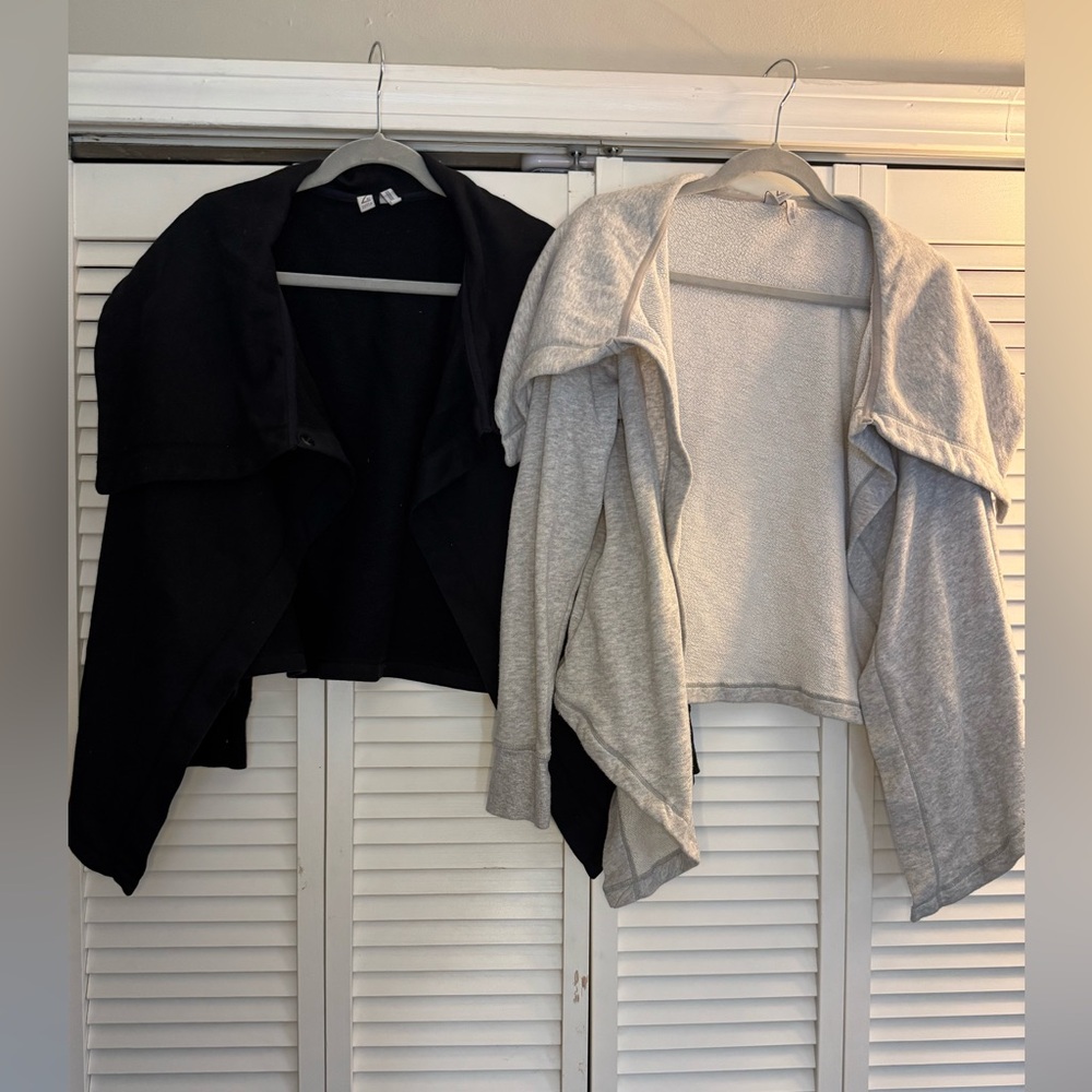 Black and Gray Open Front Cardigans